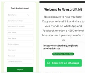 Newsprofit.ng sign up process 