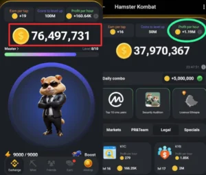 Hamster Kombat Profit per hour vs coin balance 