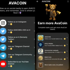 Avacoin tasks page 