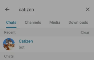 How to locate Catizen bot on telegram 