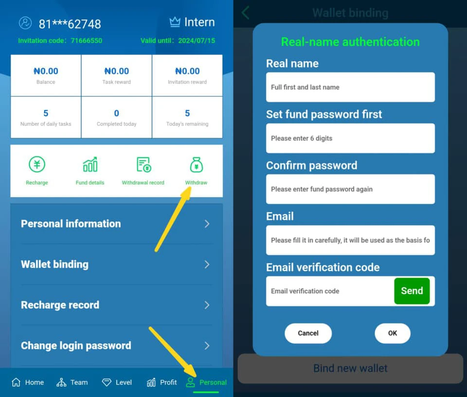 Withdrawal steps 