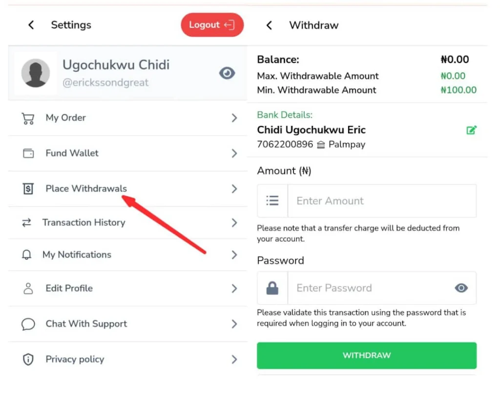 How to withdraw on gigsflix 