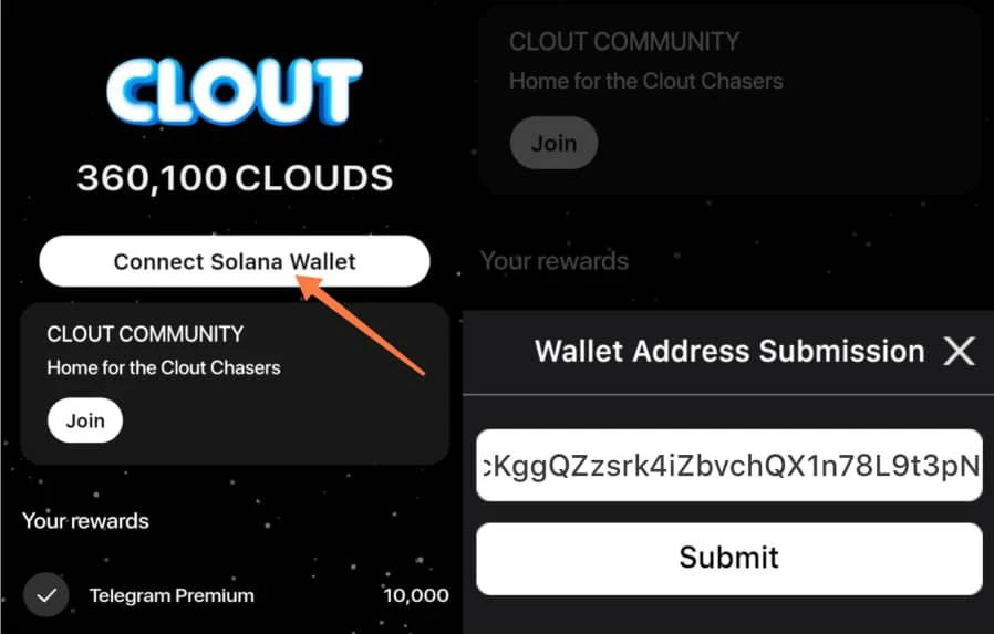 How to connect Solana Wallet to clout airdrop 