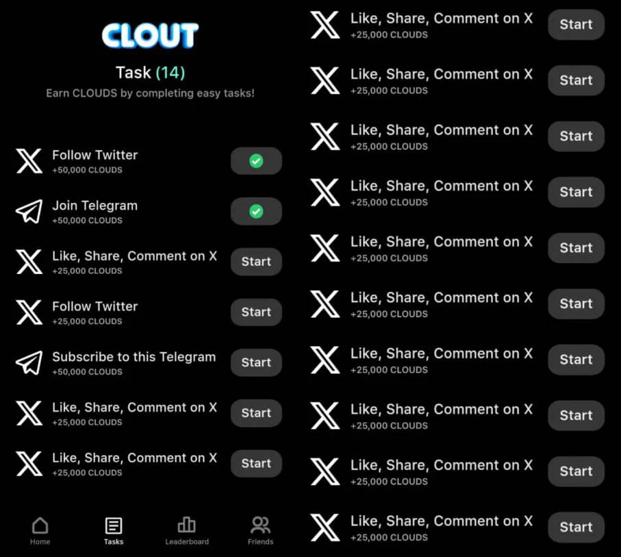 How to complete tasks on clout bot