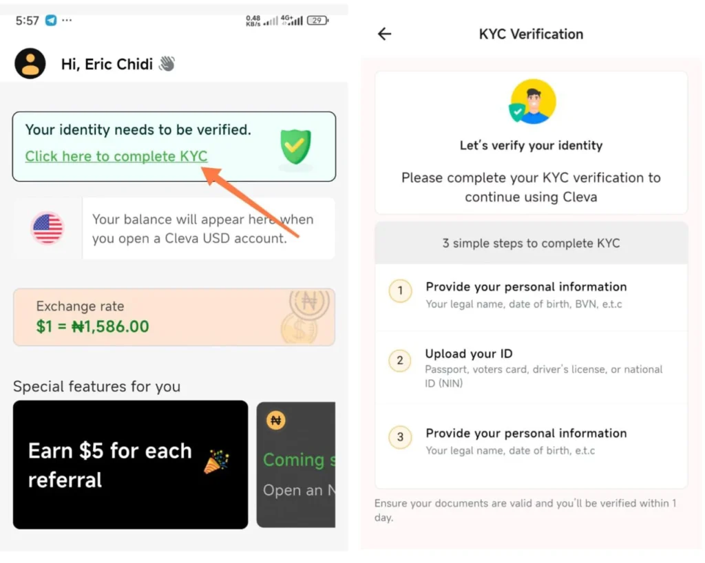 How to complete KYC on cleva app 