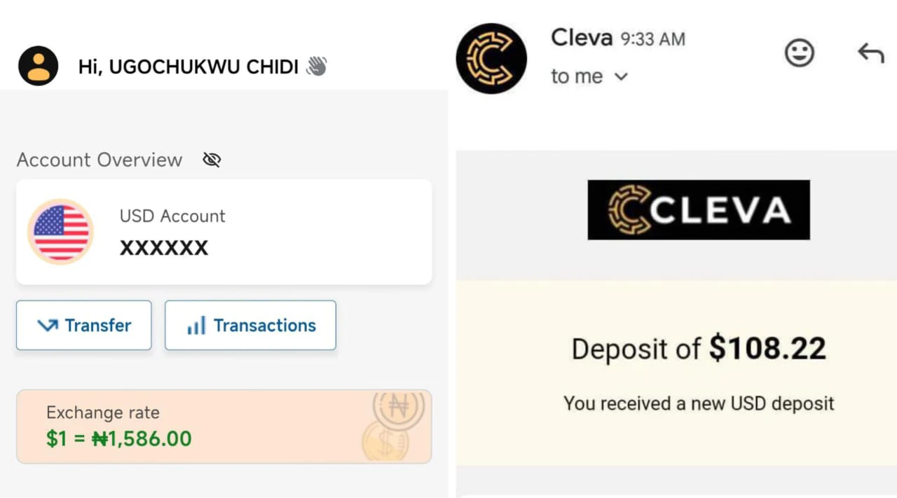 Cleva app review - how to create dollar account