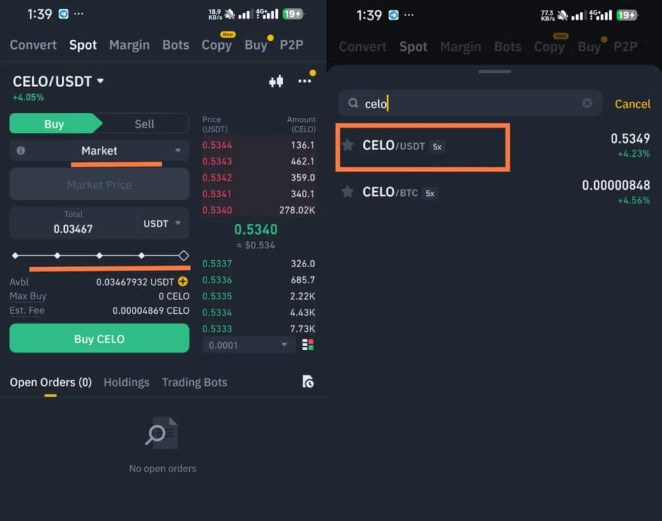 Spot trading on Binance 