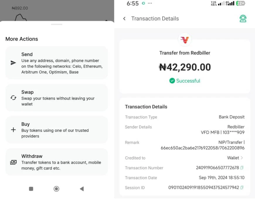 How to convert crypto to naira using valora 