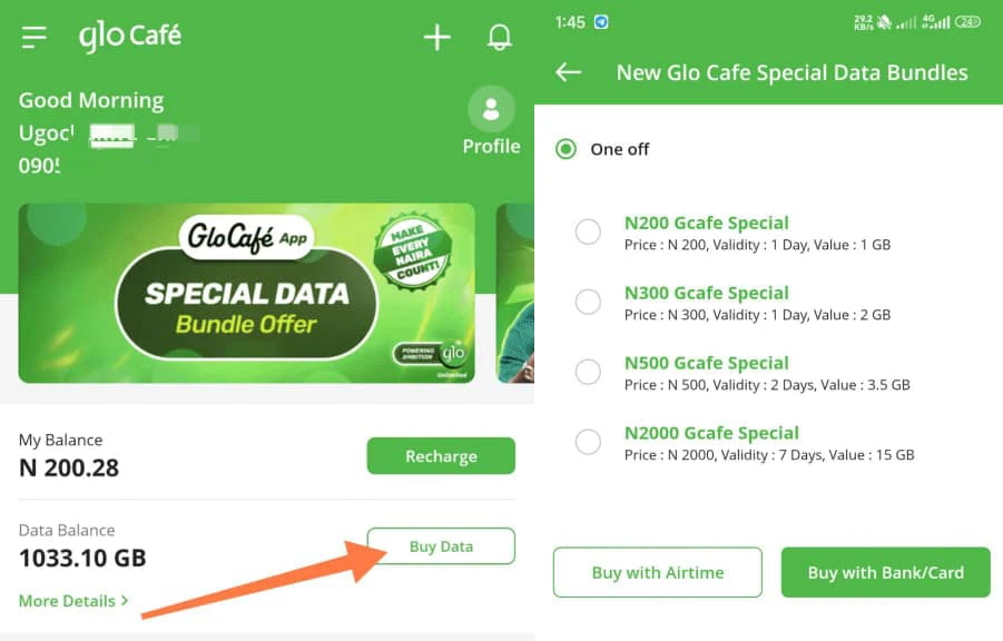 GLO cafe Special Data Plans 