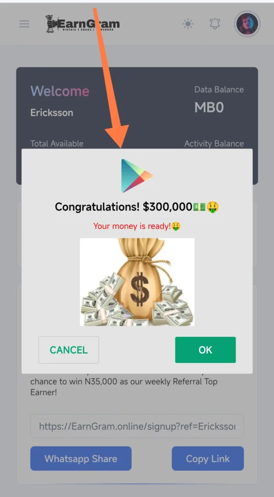 Earngram malware ads 