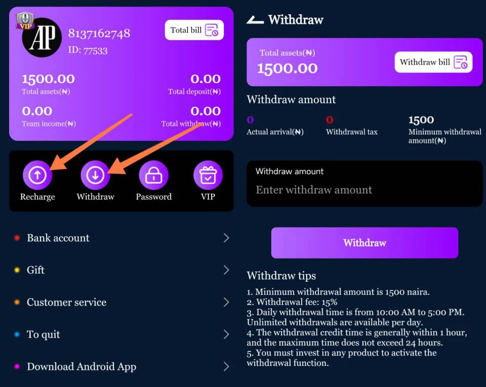 Withdrawal Steps 